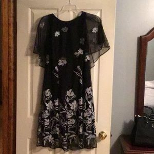 Beautiful Black dress with silver flowers